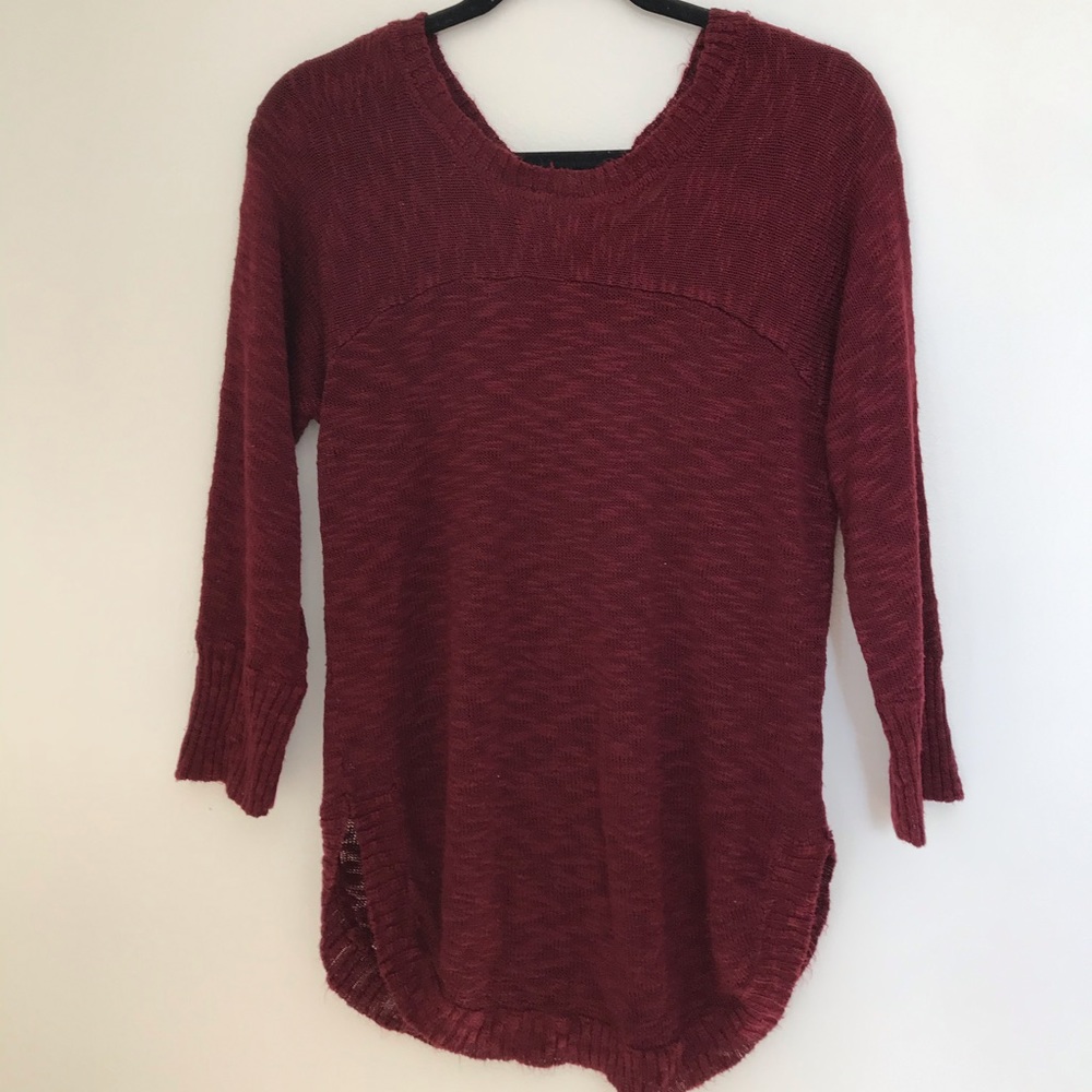 Pink Rose Long Burgundy Sweater.